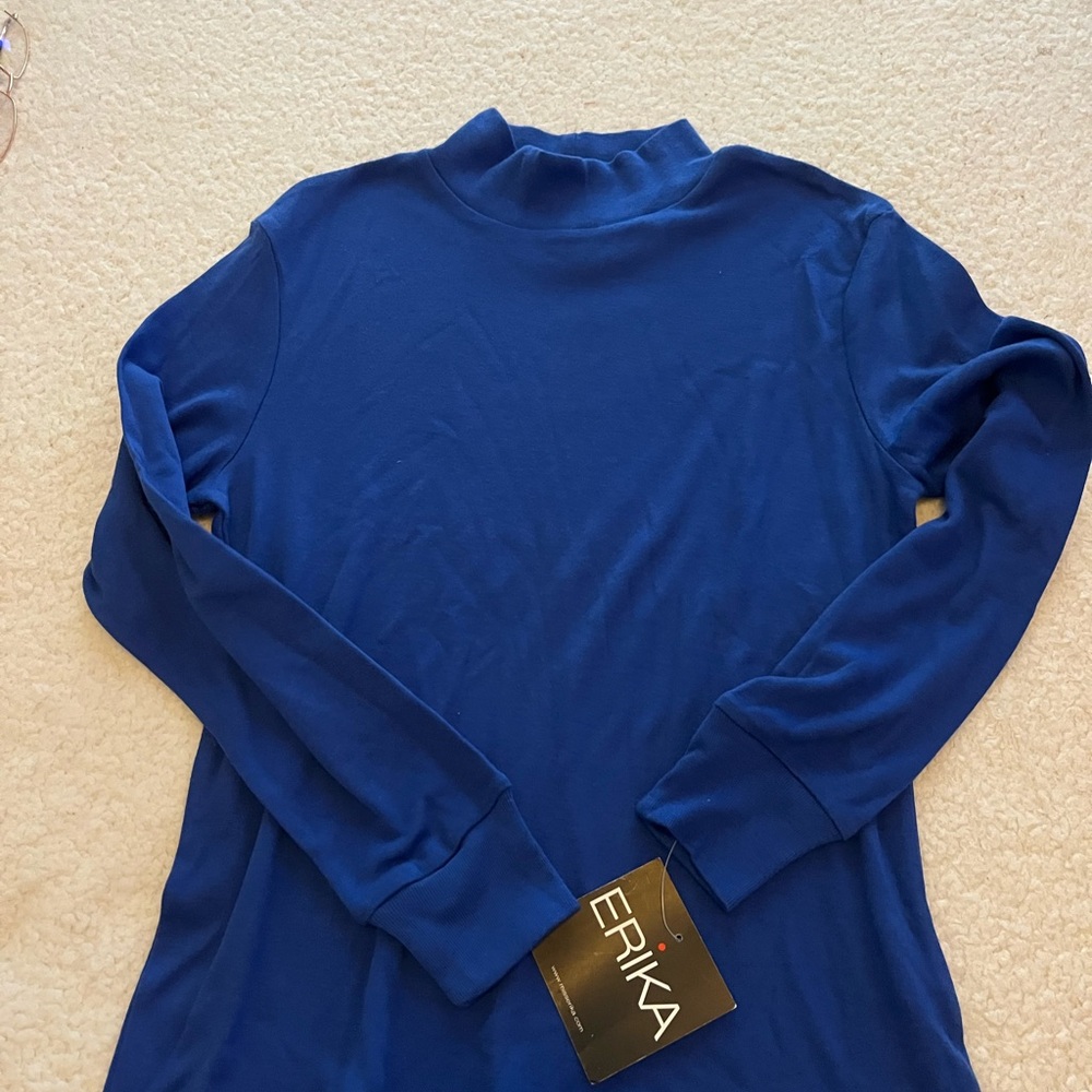 Small Cobalt blue turtle neck, soft T-Shirt fabric, NWT